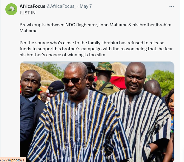 Family Tension peaks as John Mahama and brother Ibrahim clash over campaign funds