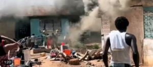 Techiman residents battle blaze with firefighters