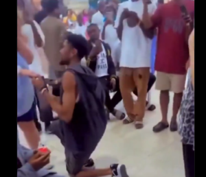 (Video) Controversy erupts over 'sugar mummy' proposals in Lagos Airport