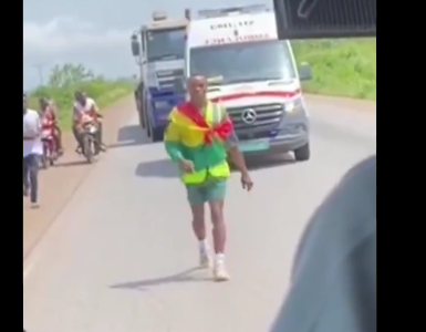 (Video) Walkathon: Ghanaian treks from Techiman to Accra