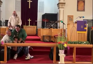 Watch how church member saves pastor from being killed by gunman during live service broadcast