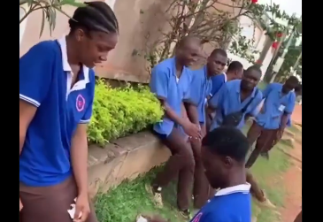 Watch touching proposal as High School boy gives girl a ring