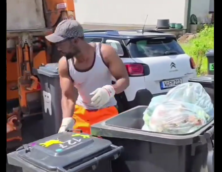 Watch how Ghanaian garbage collector in Germany proudly does his work with joy