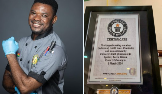 Cook-a-thon: Chef Smith presents fake GWR certificate 