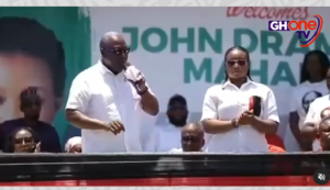 Watch Mahama take a jab at NPP and Bawumia