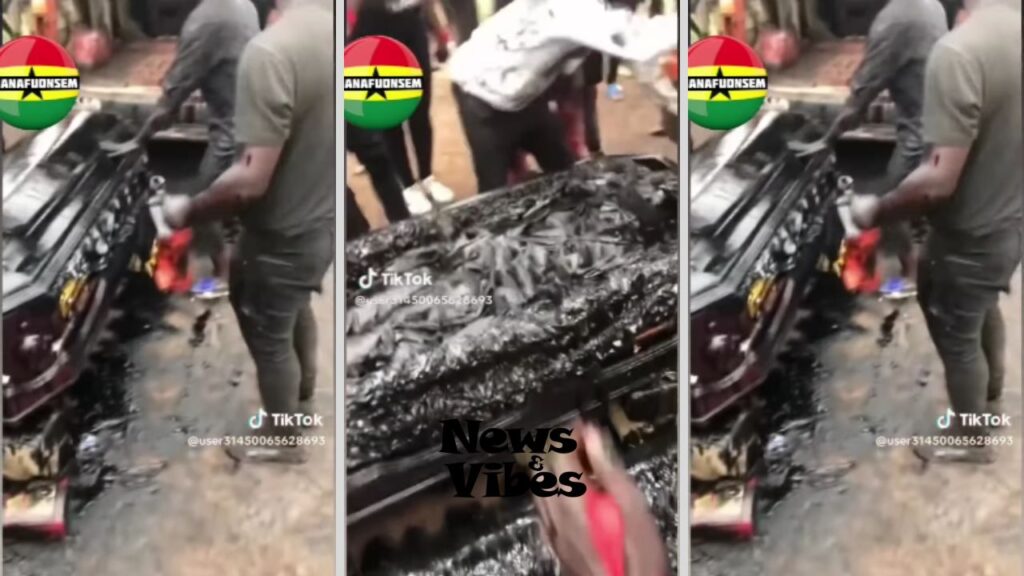 Friends use dirty oil to mourn lifeless mechanic