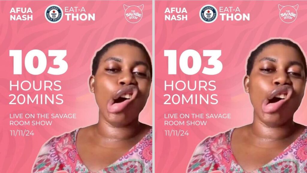 Afua Nash aims to break Guinness World Record with 103 hours Eating Marathon