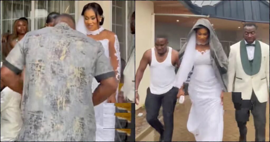 Watch the Moment Wedding MC Protects Bride From Rain