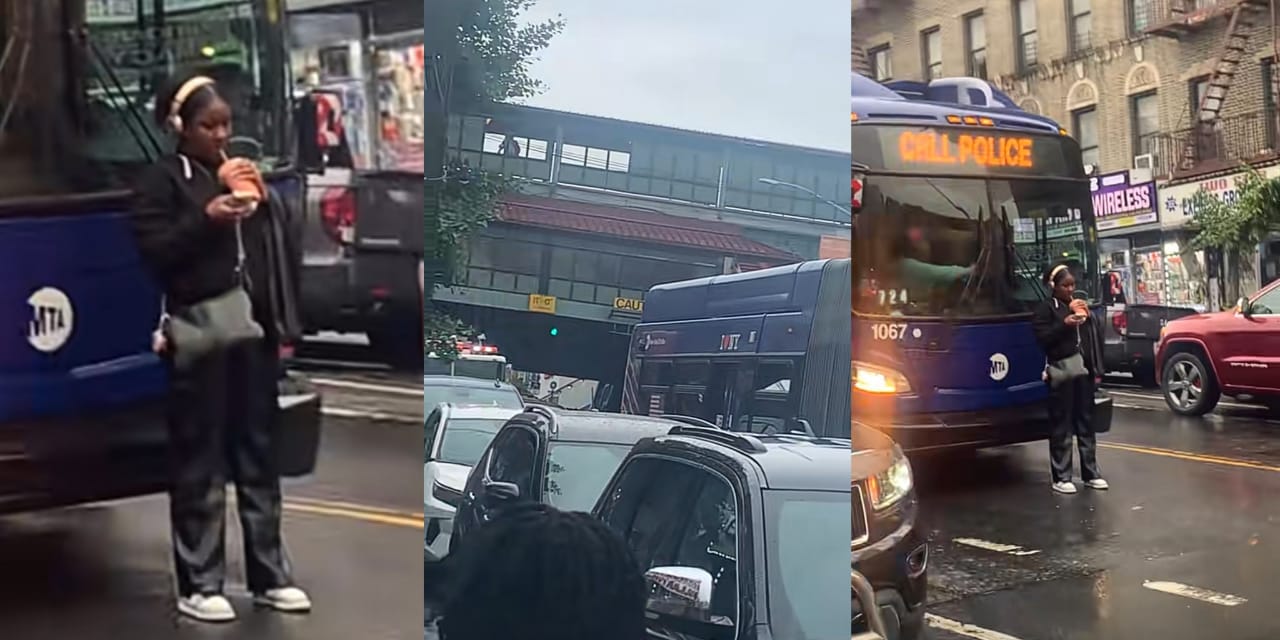Woman Causes Commotion on Busy Road Over Missed Bus Ride
