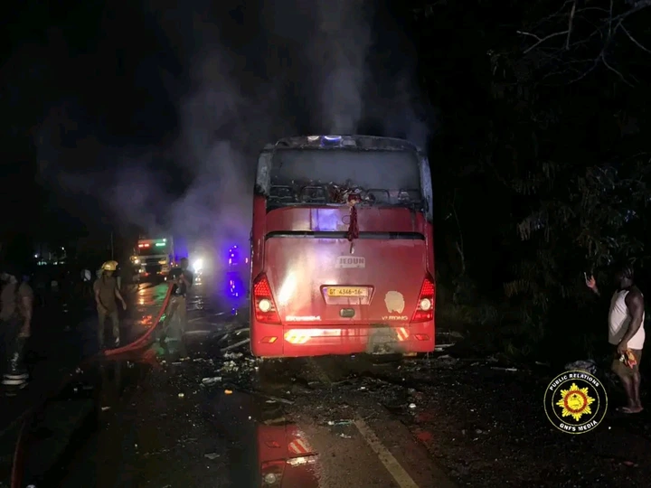 Moving Bus Catches Fire in Central Region