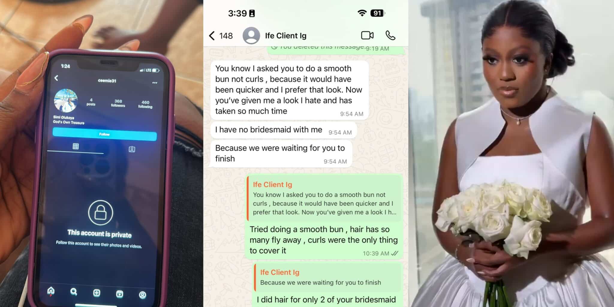 Hairstylist Exposes Bride Who Allegedly Blocked Her After Full-Day Wedding Glam Work