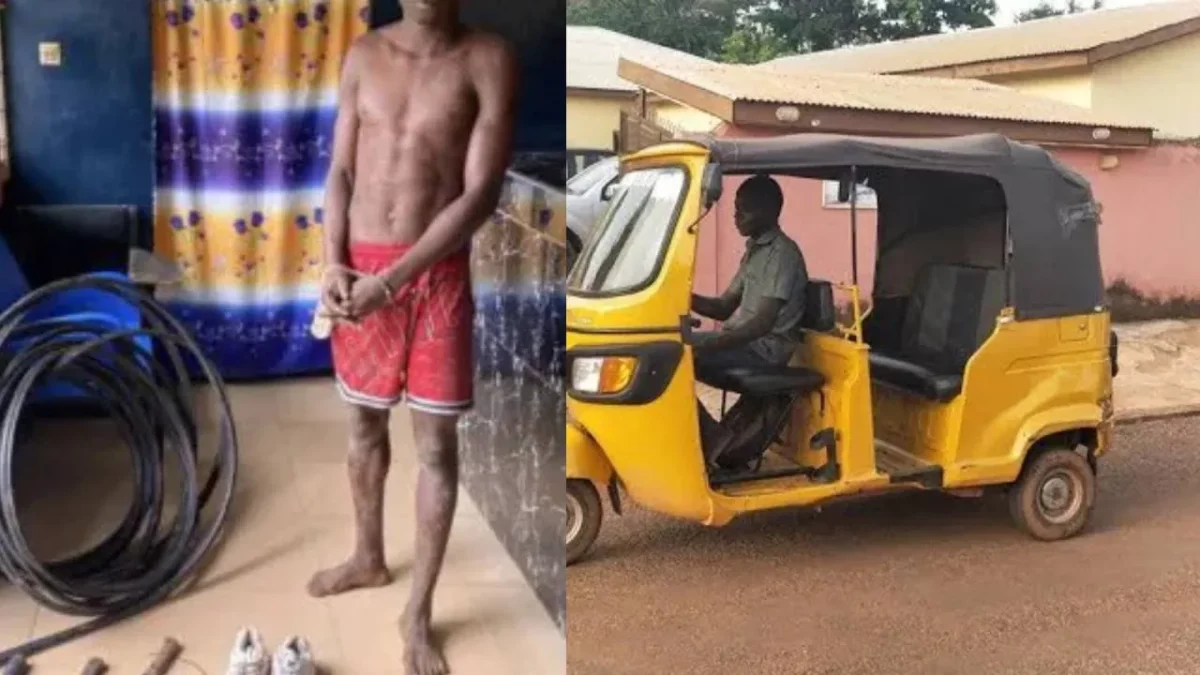 Infamous 'IGP' Tricycle Rider Caught Red-Handed Stealing Near Bogoso Hospital
