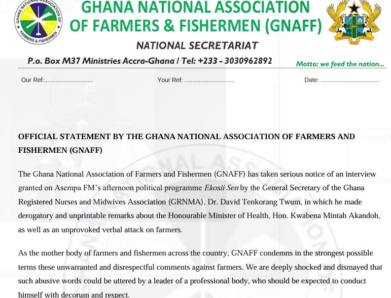 Association of Farmers Warns of Action After Nurses’ Boss Allegedly Ridicules Farmers