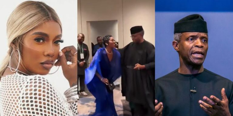 Watch Why Tiwa Savage Knelt Before Ex Prez Yemi Osinbajo
