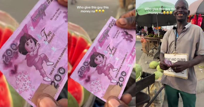 Hilarious Reactions as Man Discovers Fake Currency Note with Cartoon Character (Video)