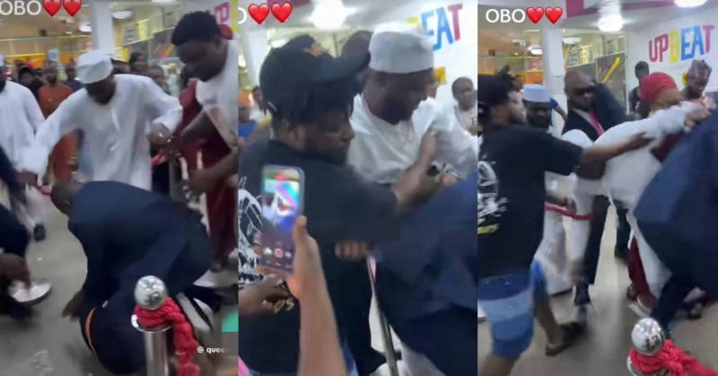 Viral Video: Fan Clutches Davido’s Leg at Mall, Refuses to Let Go
