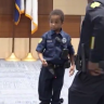 "Prayers for little policeman"; Netizens react as 4-year-old with kidney disease achieves his dream of becoming a policeman