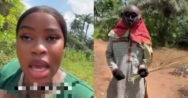 (Video) Masquerade Stops Woman to Demand Her Phone Number