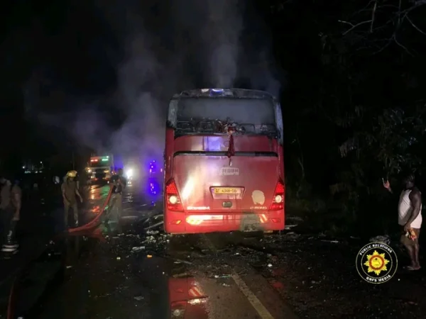 Moving Bus Catches Fire in Central Region