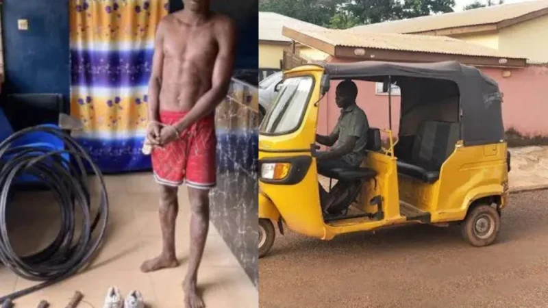 Infamous 'IGP' Tricycle Rider Caught Red-Handed Stealing Near Bogoso Hospital